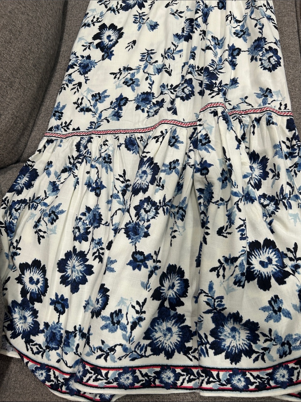Max Studio Cream Dress with Navy Floral Print - Picture 14 of 15